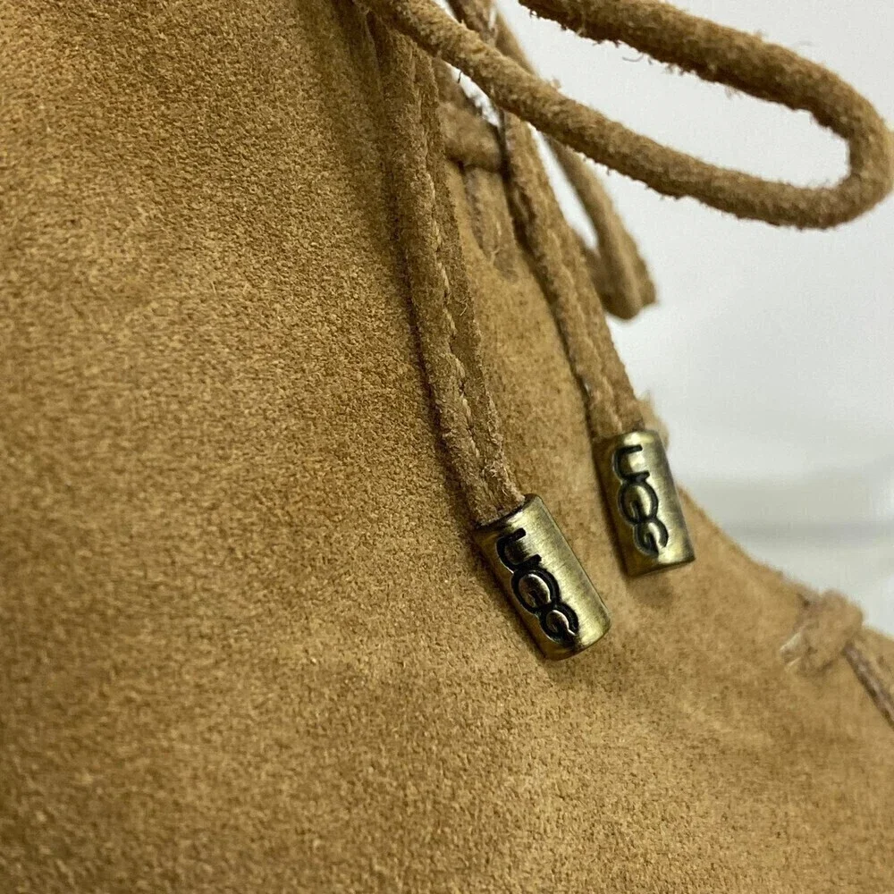UGG Giorgia Chestnut Suede Espadrille Wedge Sandal Size 9